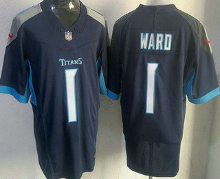 Men's Tennessee Titans #1 Cameron Ward Limited Navy FUSE Vapor Jersey