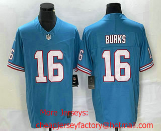 Men's Tennessee Titans #16 Treylon Burks Blue 2023 FUSE Vapor Limited Throwback Stitched Jersey