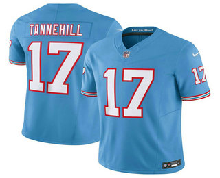 Men's Tennessee Titans #17 Ryan Tannehill Blue Limited Stitched Throwback Jersey