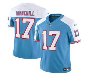 Men's Tennessee Titans #17 Ryan Tannehill Blue White 2023 FUSE Vapor Limited Throwback Stitched Jersey