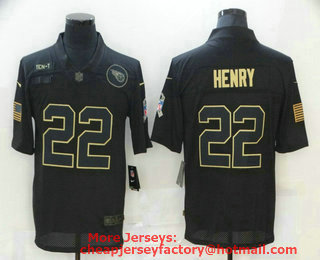 Men's Tennessee Titans #22 Derrick Henry Black 2020 Salute To Service Stitched NFL Nike Limited Jersey
