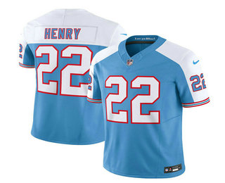 Men's Tennessee Titans #22 Derrick Henry Blue White 2023 FUSE Vapor Limited Throwback Stitched Jersey