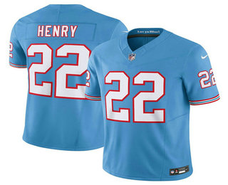 Men's Tennessee Titans #22 Derrick Henry Light Blue 2023 FUSE Vapor Limited Throwback Stitched Jersey
