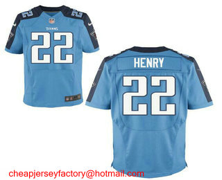 Men's Tennessee Titans #22 Derrick Henry Light Blue Team Color Stitched NFL Nike Elite Jersey