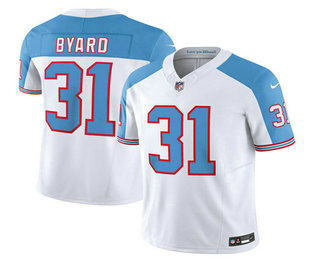 Men's Tennessee Titans #31 Kevin Byard White Blue 2023 FUSE Vapor Limited Throwback Stitched Jersey
