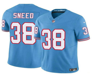 Men's Tennessee Titans #38 LJarius Sneed Blue 2024 FUSE Throwback Vapor Limited Stitched Football Jersey