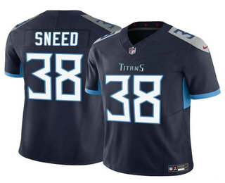Men's Tennessee Titans #38 LJarius Sneed Navy 2024 FUSE Vapor Limited Stitched Football Jersey