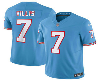 Men's Tennessee Titans #7 Malik Willis Light Blue 2023 FUSE Vapor Limited Throwback Stitched Jersey