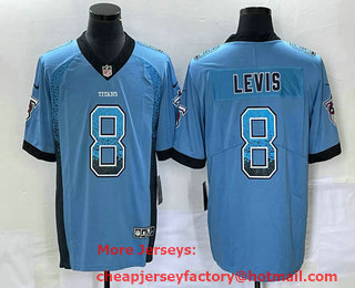 Men's Tennessee Titans #8 Will Levis Blue 2022 Fashion Drift Color Rush Stitched NFL Nike Limited Jersey