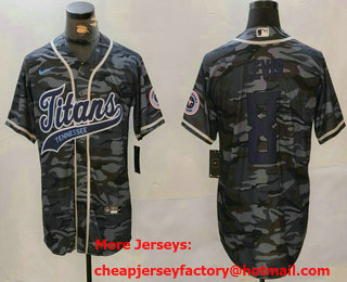 Men's Tennessee Titans #8 Will Levis Grey Camo With Patch Cool Base Stitched Baseball Jersey