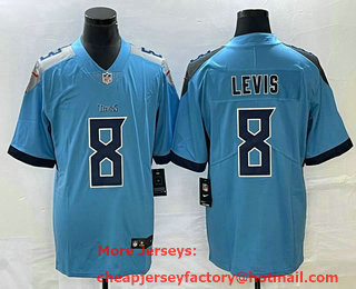 Men's Tennessee Titans #8 Will Levis Light Blue 2022 Vapor Untouchable Stitched Nike Limited Jersey