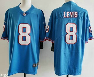 Men's Tennessee Titans #8 Will Levis Limited Light Blue Throwback Vapor Jersey