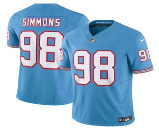Men's Tennessee Titans #98 Jeffery Simmons Blue Limited Stitched Throwback Jersey