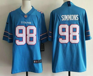 Men's Tennessee Titans #98 Jeffery Simmons Limited Light Blue Vapor Jersey