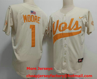 Men's Tennessee Volunteers #1 Christian Moore Cream College Football Stitched Jersey