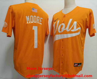 Men's Tennessee Volunteers #1 Christian Moore Orange College Football Stitched Jersey