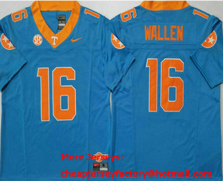 Men's Tennessee Volunteers #16 Morgan Wallen Blue FUSE College Stitched Jersey