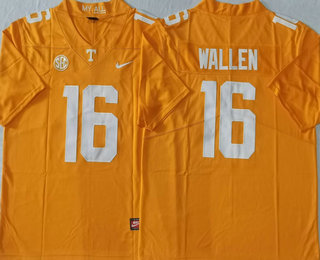 Men's Tennessee Volunteers #16 Morgan Wallen Orange Vapor Limited Stitched Nike Jersey