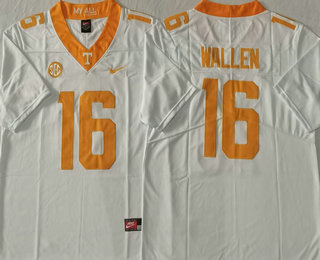 Men's Tennessee Volunteers #16 Morgan Wallen White Vapor Limited Stitched Nike Jersey