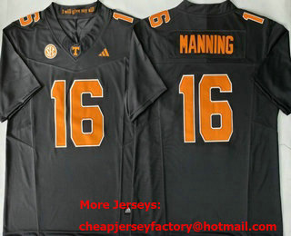 Men's Tennessee Volunteers #16 Peyton Manning Limited Black FUSE College Football Jersey