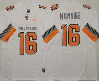 Men's Tennessee Volunteers #16 Peyton Manning White 2025 College Football Jersey