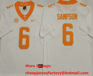 Men's Tennessee Volunteers #6 Dylan Sampson White Vapor Limited College Football Jersey