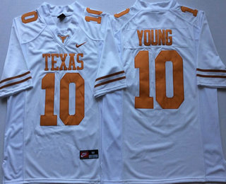 Men's Texas Longhorns #10 Vince Young White Stitched College Football Nike NCAA Jersey