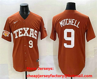 Men's Texas Longhorns #9 Joley Mitchell Orange 2025 Softball National Champions Stitched Jersey