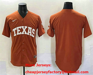 Men's Texas Longhorns Blank Orange SEC Patch Stitched Jersey