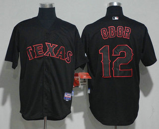 Men's Texas Rangers #12 Rougned Odor Lights Out Black Pinstripe Stitched MLB Cool Base Jersey