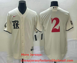 Men's Texas Rangers #2 Marcus Semien Cream 2023 City Connect Stitched Baseball Jersey
