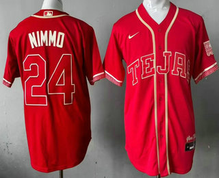 Men's Texas Rangers #24 Brandon Nimmo Red 2026 City Connect Stadium Jersey