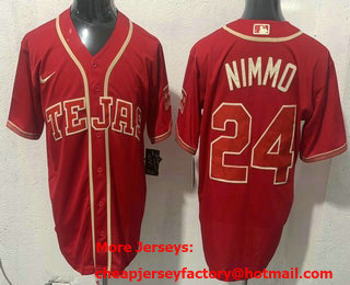 Men's Texas Rangers #24 Brandon Nimmo Red 2026 City Connect Stadium Jersey