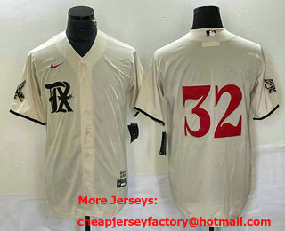 Men's Texas Rangers #32 Evan Carter Cream 2023 City Connect Stitched Baseball Jersey