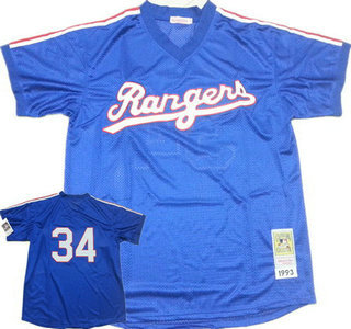 Men's Texas Rangers #34 Nolan Ryan 1993 Mesh BP Blue Throwback Jersey