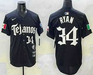 Men's Texas Rangers #34 Nolan Ryan Black Mexico 2025 Vapor Stitched Baseball Jersey