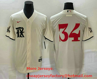 Men's Texas Rangers #34 Nolan Ryan Cream 2023 City Connect Cool Base Stitched Baseball Jersey