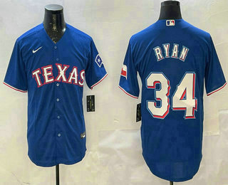 Men's Texas Rangers #34 Nolan Ryan Blue Stitched Cool Base Nike Jersey