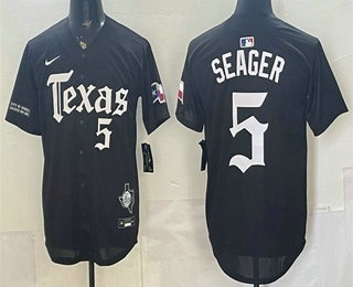 Men's Texas Rangers #5 Corey Seager Black Gothic Mexico 2025 Vapor Premier Limited Jersey