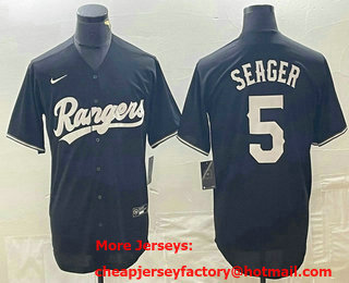 Men's Texas Rangers #5 Corey Seager Black Stitched Cool Base Nike Jersey