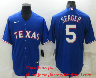 Men's Texas Rangers #5 Corey Seager Blue Stitched MLB Cool Base Nike Jersey