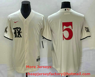 Men's Texas Rangers #5 Corey Seager Cream 2023 City Connect Cool Base Stitched Jersey