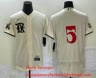 Men's Texas Rangers #5 Corey Seager Cream 2023 City Connect Flex Base Stitched Jersey 01