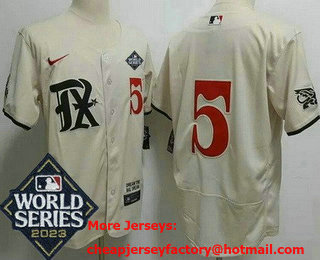 Men's Texas Rangers #5 Corey Seager Cream City 2023 World Series Authentic Jersey