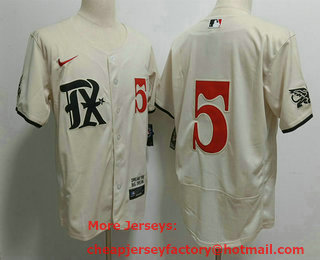 Men's Texas Rangers #5 Corey Seager Number Cream 2023 City Connect Flex Base Stitched Jersey