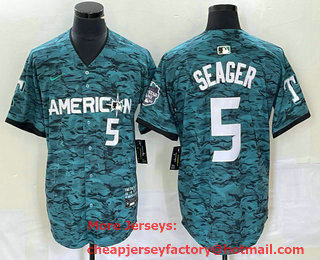 Men's Texas Rangers #5 Corey Seager Teal 2023 All Star Stitched Baseball Jersey