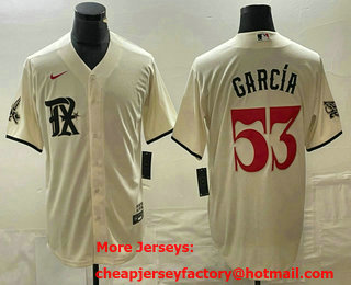 Men's Texas Rangers #53 Adolis Garcia Cream 2023 City Connect Cool Base Stitched Jersey 11