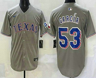 Men's Texas Rangers #53 Adolis Garcia Gray Limited Jersey