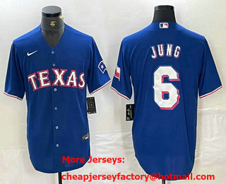 Men's Texas Rangers #6 Josh Jung Blue Stitched MLB Cool Base Nike Jersey