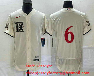 Men's Texas Rangers #6 Josh Jung Cream 2023 City Connect Flex Base Stitched Baseball Jersey